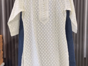 Exclusive White Cotton Straight Tunic for Women with All-Over Chikankari Embroidery & Round Neck