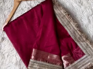Banarasi Tissue Silk Saree with Heavy Lace & Blouse – Timeless Grace in Every Drape