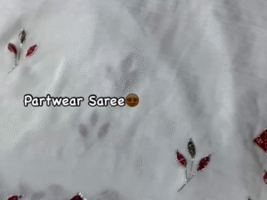 Designer Patch Work Partywear Saree with Printed Blouse – A Fusion of Craft & Celebration