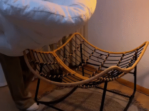 Comfort Relax Rocking Chair – Indoor/Outdoor Metal Frame Rocker with Thick Cushions for Balcony, Patio, or Living Room