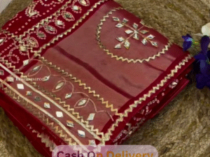 Elegant Georgette Bhandej Saree With Traditional Bandhani Print Design