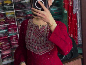 Red Sequin Embellished Kurta Palazzo Set