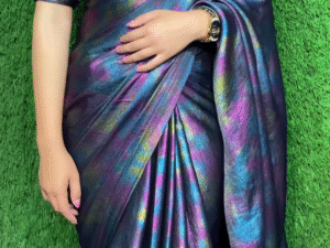 multicolour printed ready to wear silk saree