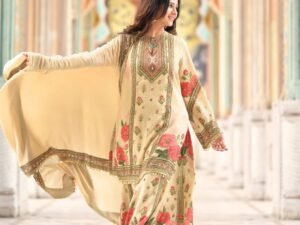 Stylish Chikoo Viscose Embroidered Designer Sharara Plazo Salwar Suit