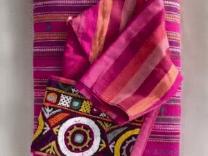 Bhujodi Weaving Kala Cotton Saree And Blouse Combo With Intricate Patterns, Handcrafted Elegance, Traditional Motifs, Rich Texture, And Cultural Heritage