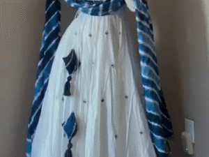 ✨ Elegant White Georgette Gown with Sequins Embroidery – A Timeless Masterpiece ✨