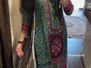 heavy chinon printed with mirror and kodi work 3 pcs suit set