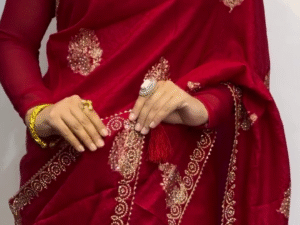 Ethnic Motifs Embroidered Zari Semi Silk Saree – A Fusion of Tradition and Elegance