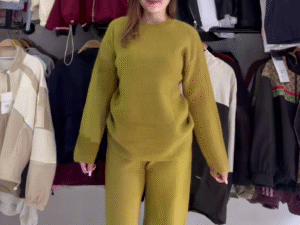 Piece Outfits Knitted With Wide Leg Pants Cozy Knit Sweatsuit Sets