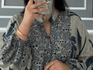 🌿 Leaf Pattern Ruffle Chiffon Dress – Light, Elegant & Effortlessly Chic