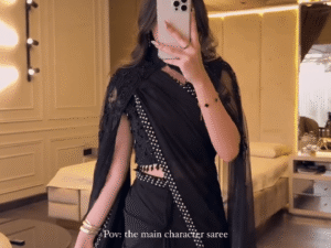 👑 “Queen Vibes Saree 👑 | Bold & Elegant in Black”