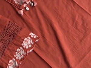 🧡 Terracotta Bloom – Hand-Embroidered Dress with Boho Tassels 🧡