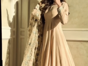 💎 Golden Glow Anarkali with Embroidered Dupatta 🌼