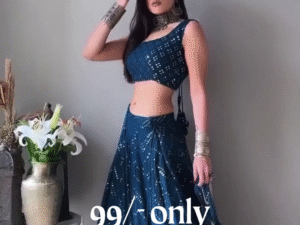 Midnight Blue Mirror-Print Lehenga Choli 🌌💎