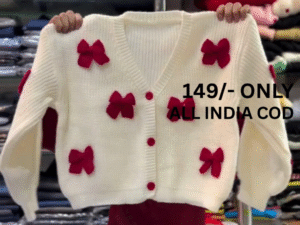 Soft Knit Bow-Accent Baby Cardigan – Adorable Winter Layer for Little Ones 🧸✨