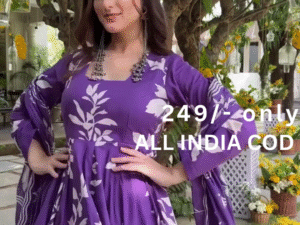 🌸 Elegant Purple Floral Anarkali Set with Dupatta – Premium Soft Fabric 🌸