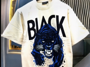 Bold Panther Graphic T-Shirt with “BLACK” Print – Streetwear Statement Tee