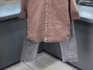 Rustic Charm Meets Modern Style: Washed Brown Shirt with Grey Denim Combo