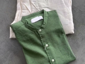 Fresh Ethnic Minimalism: Olive Green Kurta with Off-White Relaxed Pants