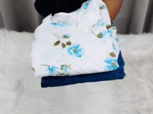 Elegant  Floral Printed Dress with Stylish Denim Jeans Combo for Women